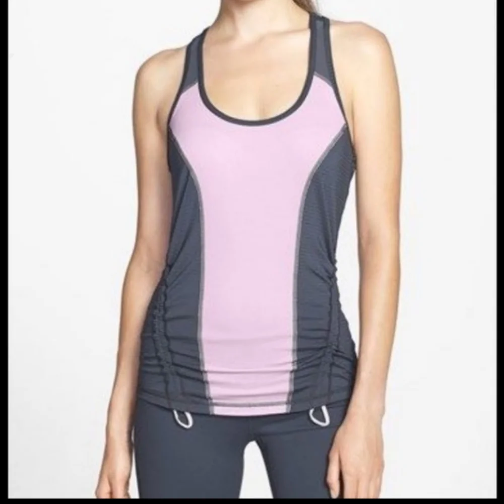 Zella Run Ruched Racerback Tank Top Adjustable Ruching Size Large - Picture 16 of 16